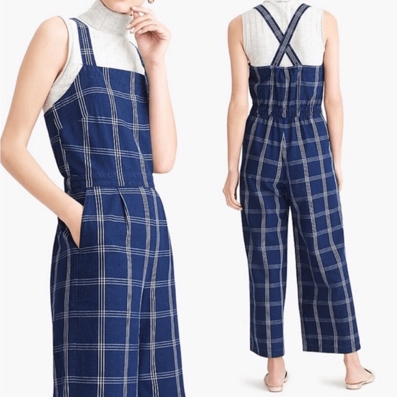 J. Crew Women's Blue plaid Overalls - Picture 1 of 7